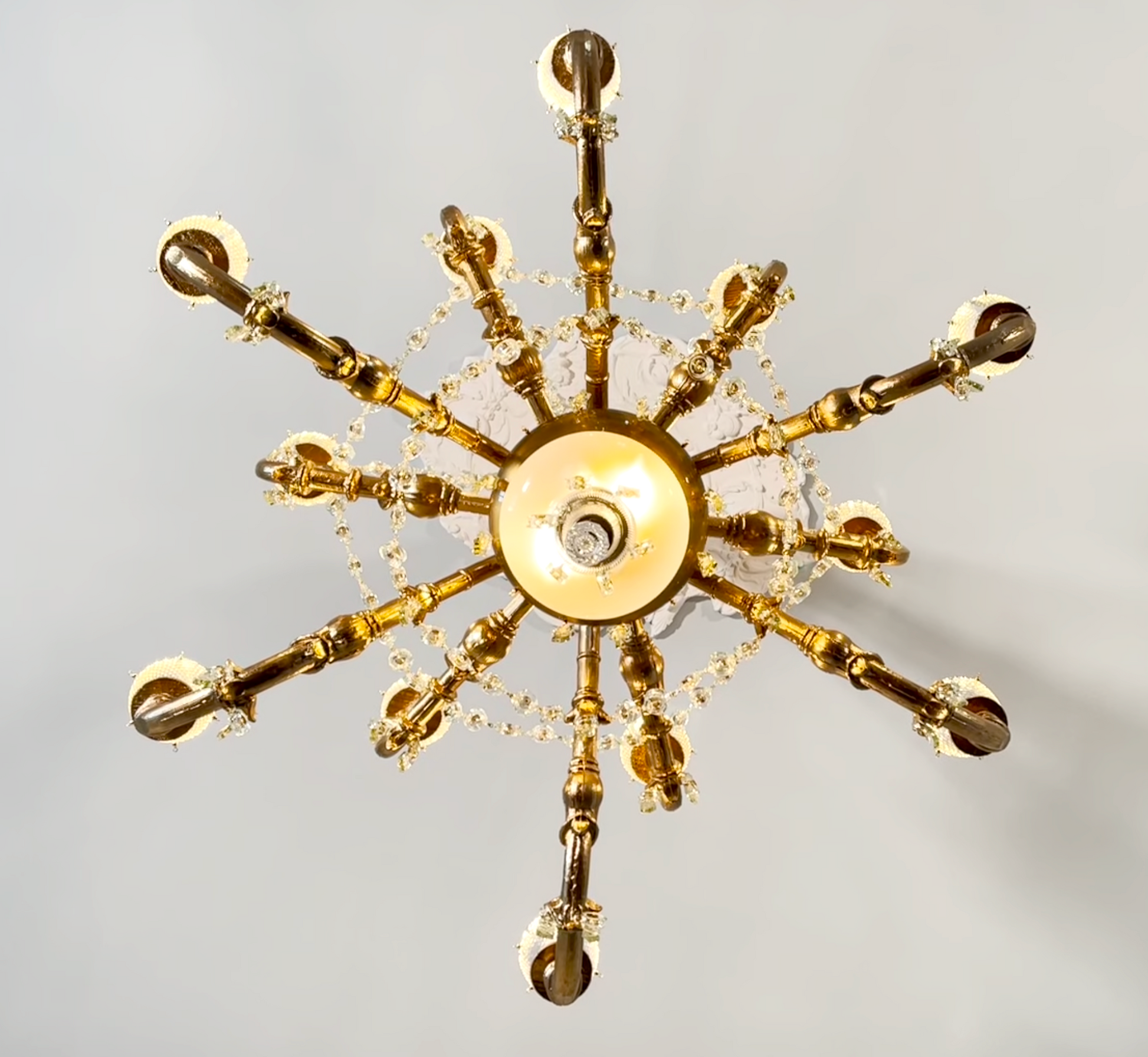 Chandelier by William Harris, made from recycled bottle glass