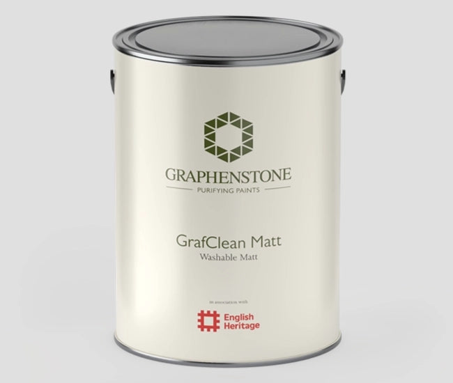 Graphenstone GrafClean Matt, 4% sheen — the interior paint used at the castle