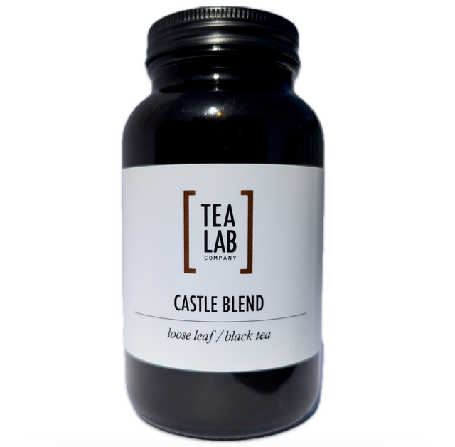 Castle Blend organic loose leaf tea jar