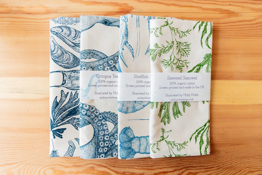 Sealife Tea Towel by Molly Pickle Design