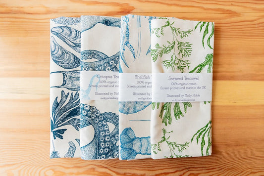 Sealife Tea Towel by Molly Pickle Design