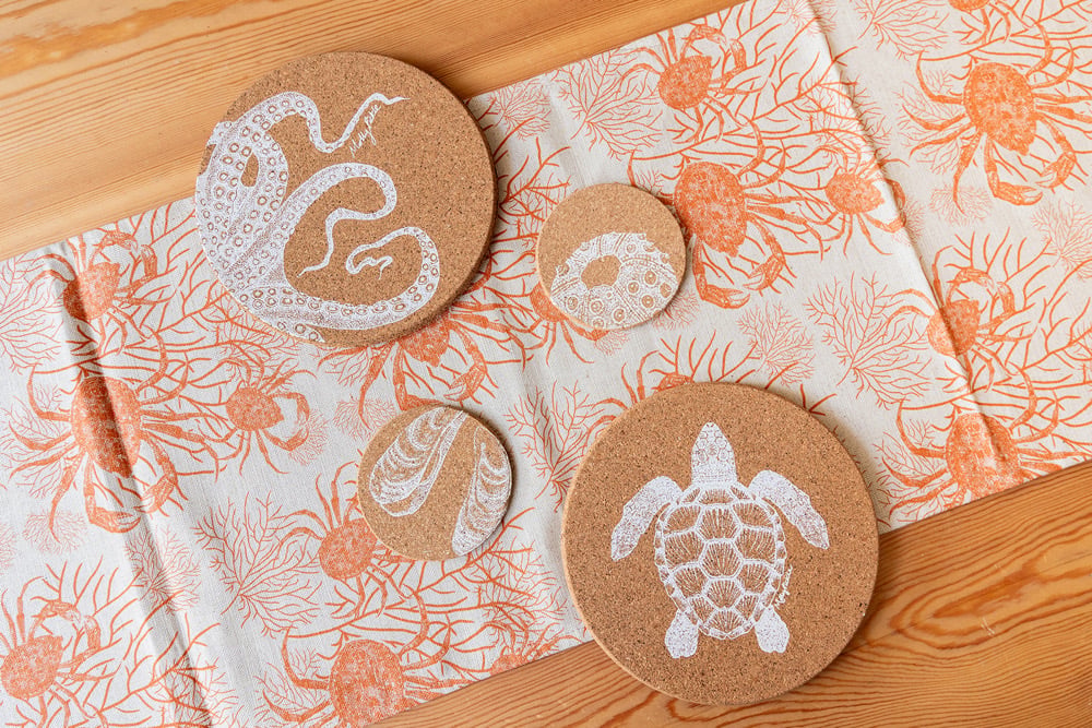 Turtle & Octopus Cork Mats by Molly Pickle Design